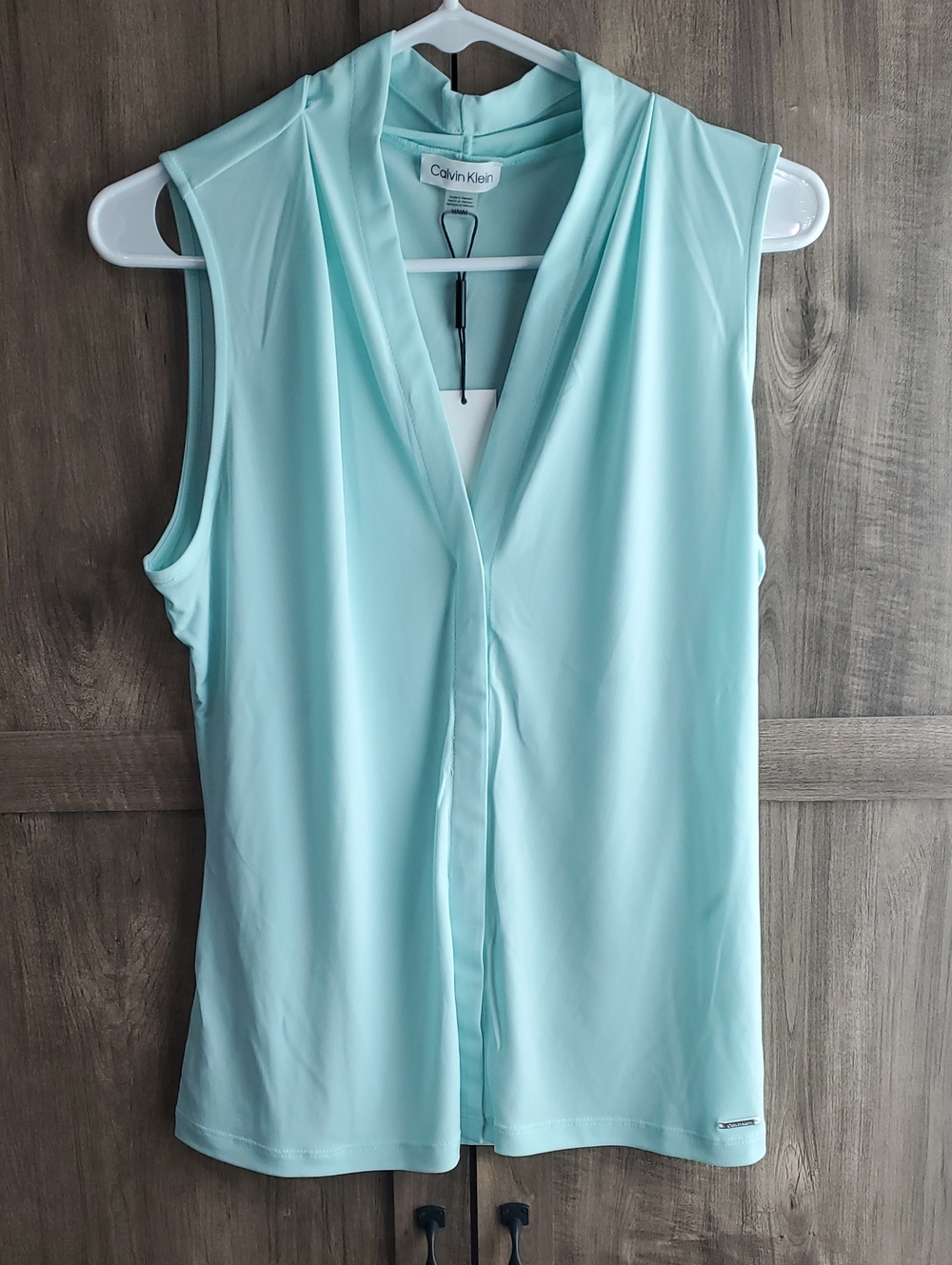 Calvin Klein Sleeveless V-Neck Camisole in Aqua Mint